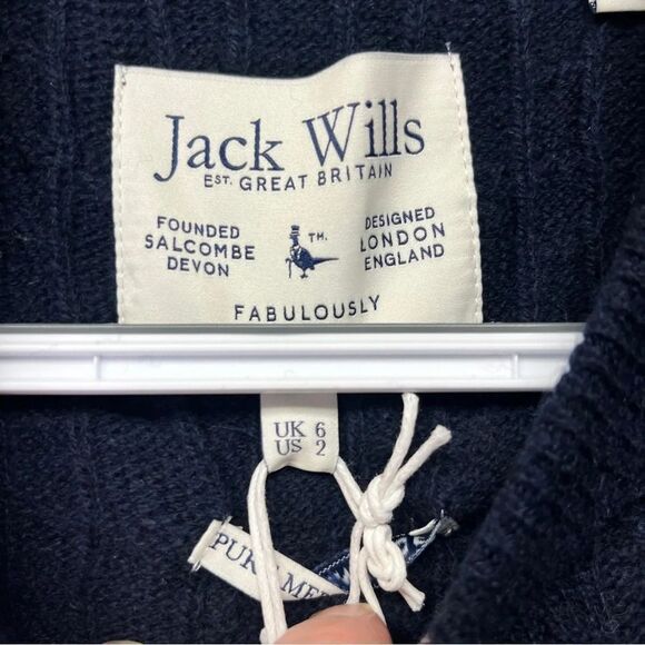 Jack Wills Women’s Wool Sweater Tinsbury Cable Knit Navy NWT size S - Picture 3 of 10